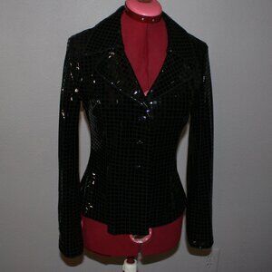 Vintage Clara S. Black Sequin Zip-up Jacket - Sz XS